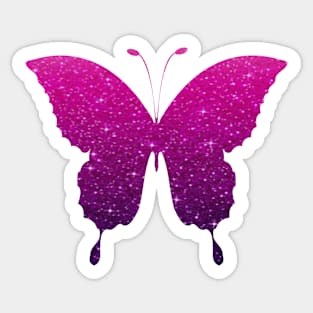 Magenta and Purple Ombre Faux Glitter Butterfly Sticker